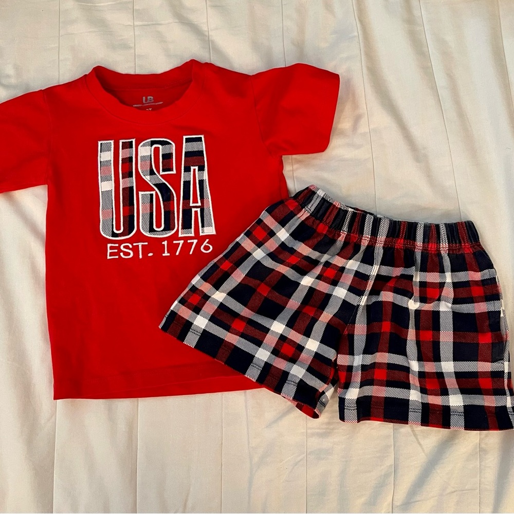 Patriotic 4th of July 2-Piece Summer Outfit Size 3T Americana D-32)